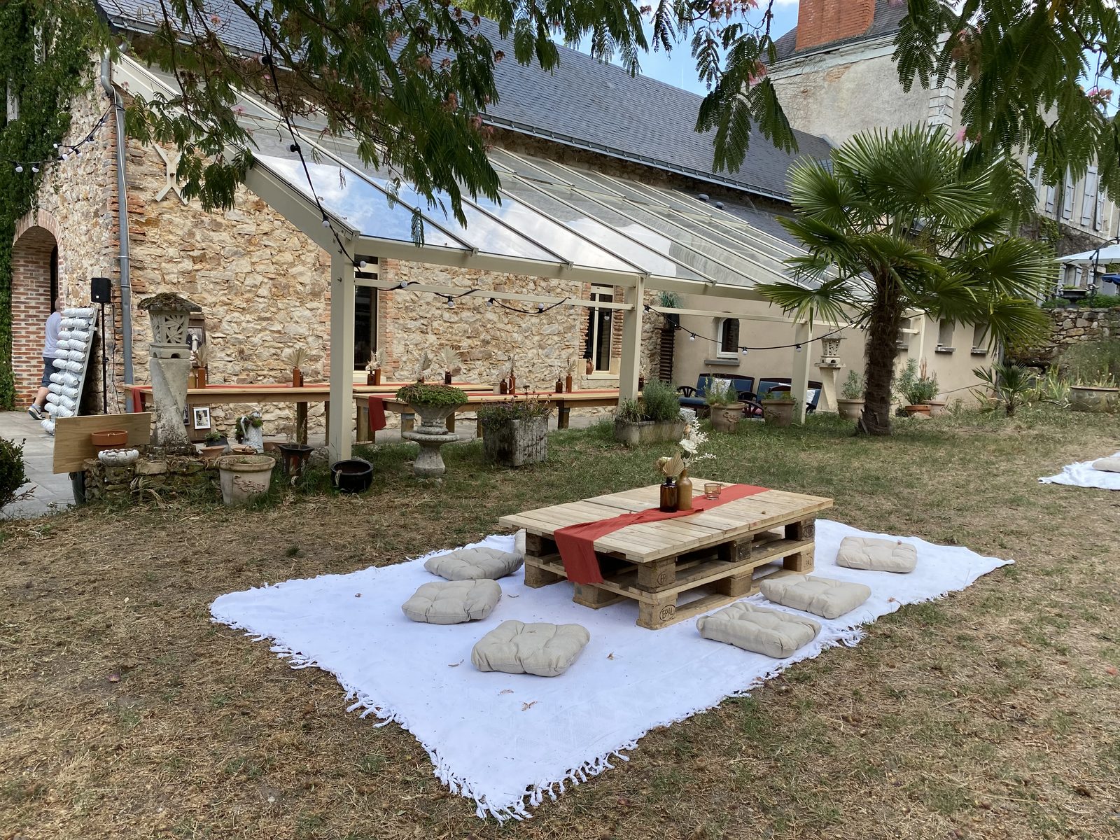 Outdoor lounge under the veranda